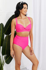 Marina West Swim Take A Dip Twist High-Rise Bikini in Pink king-general-store-5710.myshopify.com