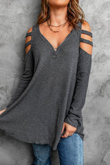 Cutout Waffle Knit Tunic Top king-general-store-5710.myshopify.com