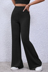 Basic Bae Full Size Ribbed High Waist Flare Pants king-general-store-5710.myshopify.com