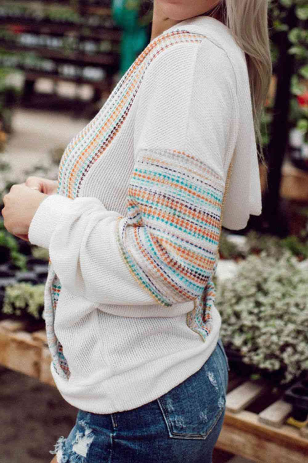 Striped Dropped Shoulder Hoodie king-general-store-5710.myshopify.com