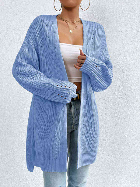 Open Front Dropped Shoulder Slit Cardigan king-general-store-5710.myshopify.com