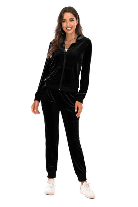 Zip-Up Hooded Jacket and Pants Set king-general-store-5710.myshopify.com