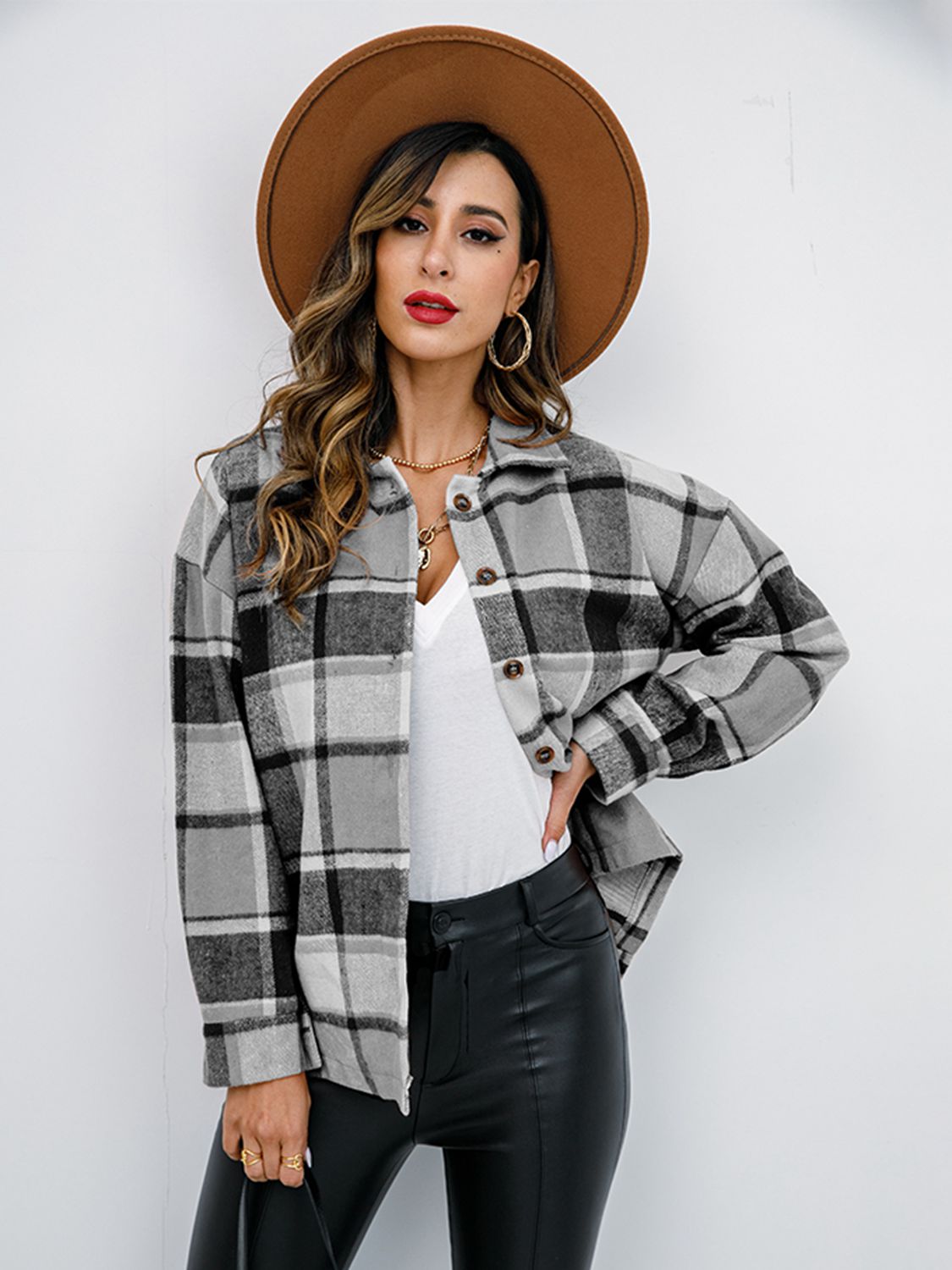 Plaid Button-Down Jacket king-general-store-5710.myshopify.com