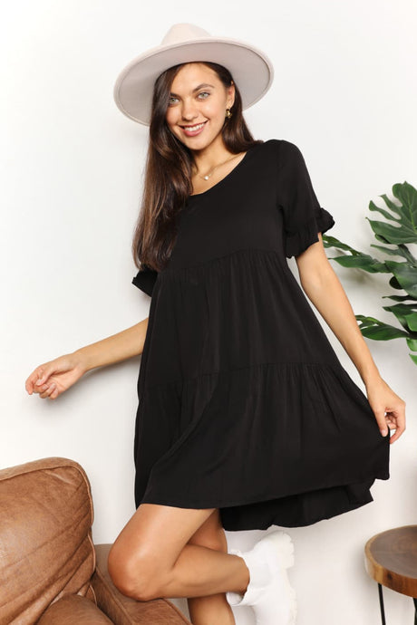 Double Take V-Neck Flounce Sleeve Tiered Dress king-general-store-5710.myshopify.com