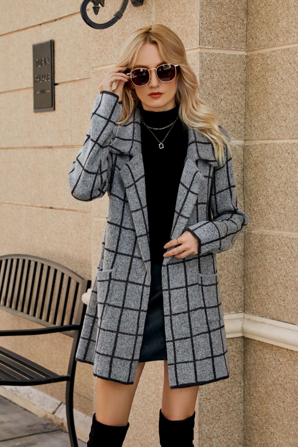 Double Take Printed Open Front Lapel Collar Cardigan with Pockets king-general-store-5710.myshopify.com