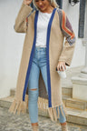 Geometric Fringe Hem Open Front Duster Cardigan king-general-store-5710.myshopify.com