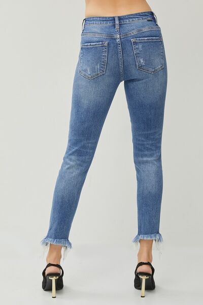 RISEN Distressed Frayed Hem Slim Jeans king-general-store-5710.myshopify.com