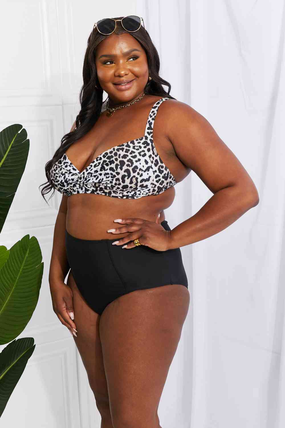 Marina West Swim Take A Dip Twist High-Rise Bikini in Leopard king-general-store-5710.myshopify.com