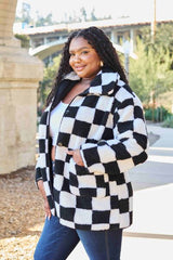 Double Take Full Size Checkered Button Front Coat with Pockets king-general-store-5710.myshopify.com