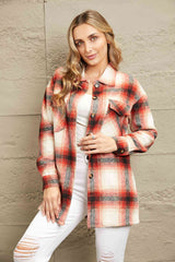 Double Take Plaid Button Up Shirt Jacket with Pockets king-general-store-5710.myshopify.com