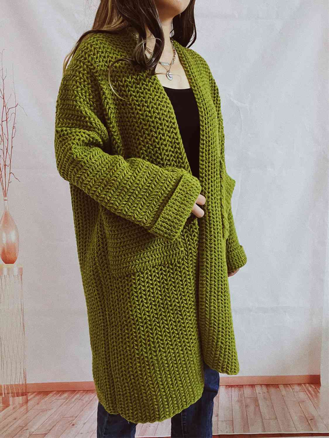 Open Front Long Sleeve Cardigan with Pockets king-general-store-5710.myshopify.com