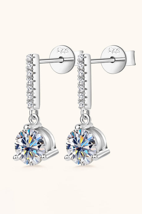 2 Carat Moissanite 925 Sterling Silver Drop Earrings - Kings Crown Jewel Boutique