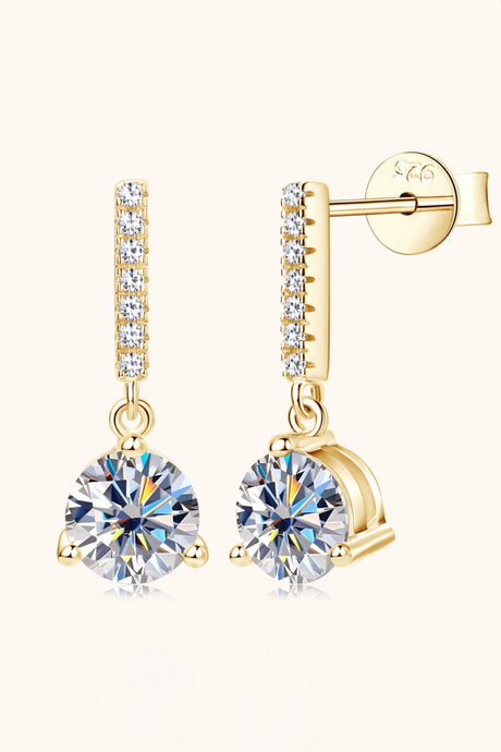 2 Carat Moissanite 925 Sterling Silver Drop Earrings - Kings Crown Jewel Boutique