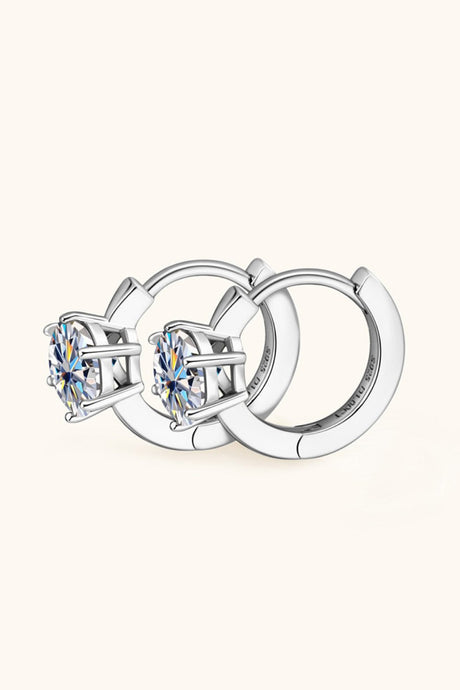 2 Carat Moissanite 925 Sterling Silver Huggie Earrings - Kings Crown Jewel Boutique
