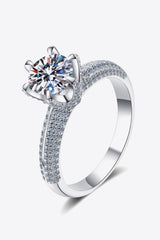 2 Carat Moissanite 925 Sterling Silver Side Stone Ring - Kings Crown Jewel Boutique