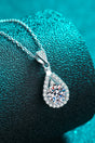 2 Carat Moissanite Teardrop Pendant 925 Sterling Silver Necklace - Kings Crown Jewel Boutique