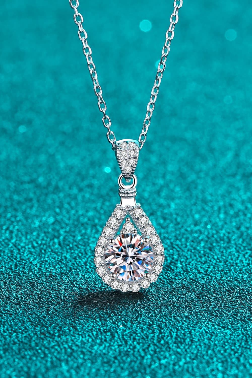 2 Carat Moissanite Teardrop Pendant 925 Sterling Silver Necklace - Kings Crown Jewel Boutique