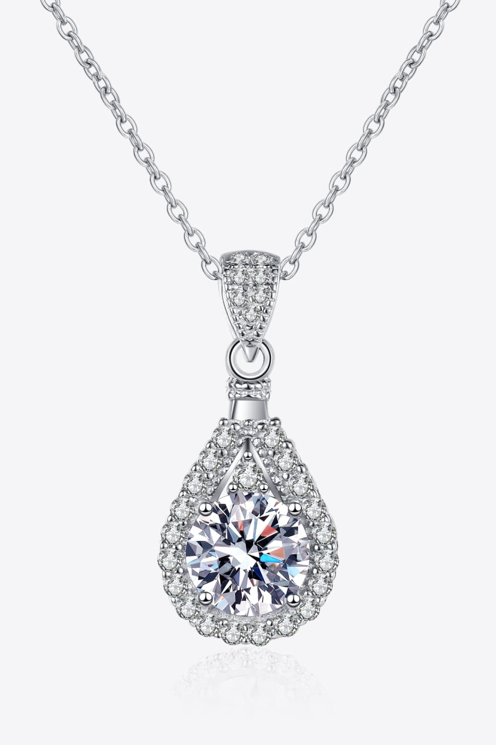 2 Carat Moissanite Teardrop Pendant 925 Sterling Silver Necklace - Kings Crown Jewel Boutique