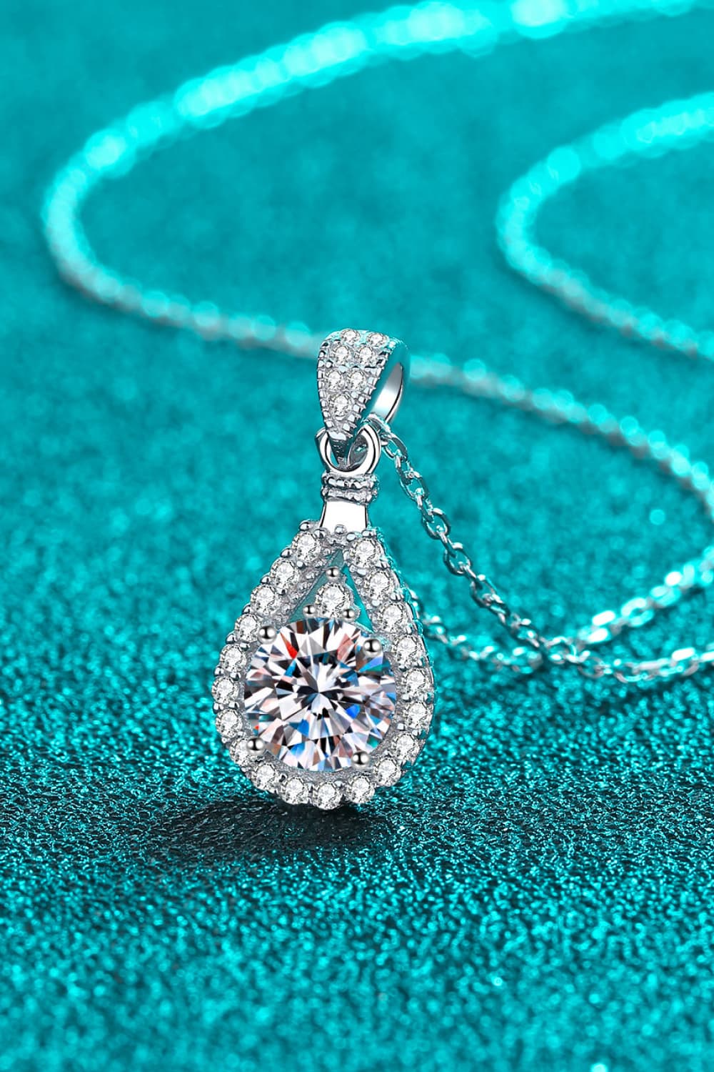 2 Carat Moissanite Teardrop Pendant 925 Sterling Silver Necklace - Kings Crown Jewel Boutique