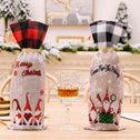 2-Piece Christmas Plaid Wine Bottle Covers - Kings Crown Jewel Boutique