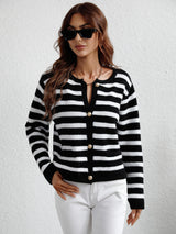 Woven Right Striped Button Front Cardigan king-general-store-5710.myshopify.com