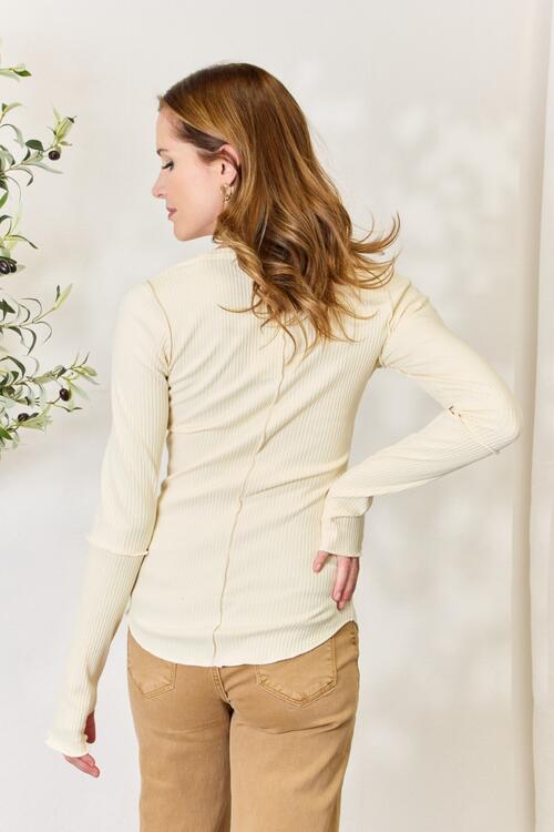 Culture Code Full Size Ribbed Round Neck Long Sleeve Top king-general-store-5710.myshopify.com