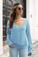 Ribbed Scoop Neck Long Sleeve Pullover Sweater king-general-store-5710.myshopify.com