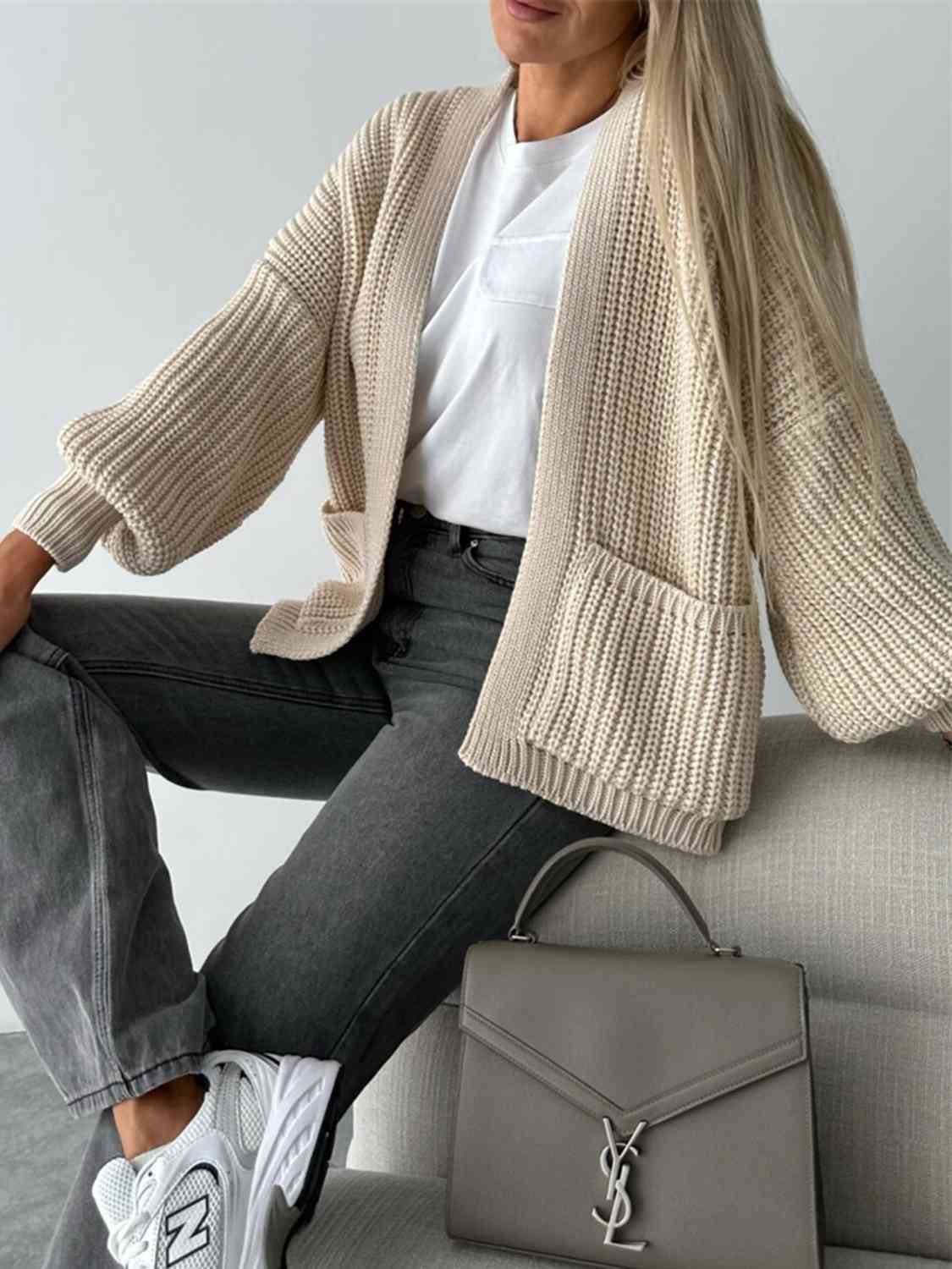 Open Front Dropped Shoulder Cardigan king-general-store-5710.myshopify.com