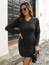 Rib-Knit V-Neck Sweater Dress king-general-store-5710.myshopify.com