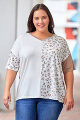 Plus Size Leopard V-Neck T-Shirt king-general-store-5710.myshopify.com