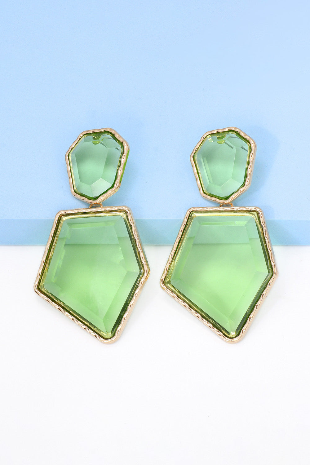 Geometrical Shape Zinc Alloy Frame Resin Dangle Earrings king-general-store-5710.myshopify.com