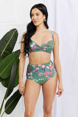 Marina West Swim Take A Dip Twist High-Rise Bikini in Sage king-general-store-5710.myshopify.com