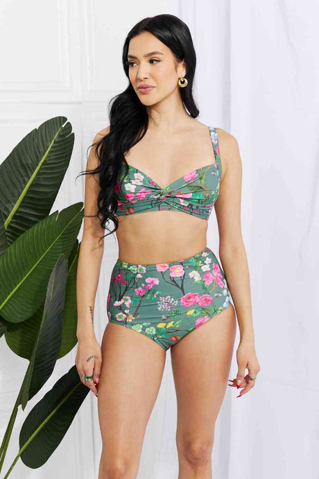 Marina West Swim Take A Dip Twist High-Rise Bikini in Sage king-general-store-5710.myshopify.com