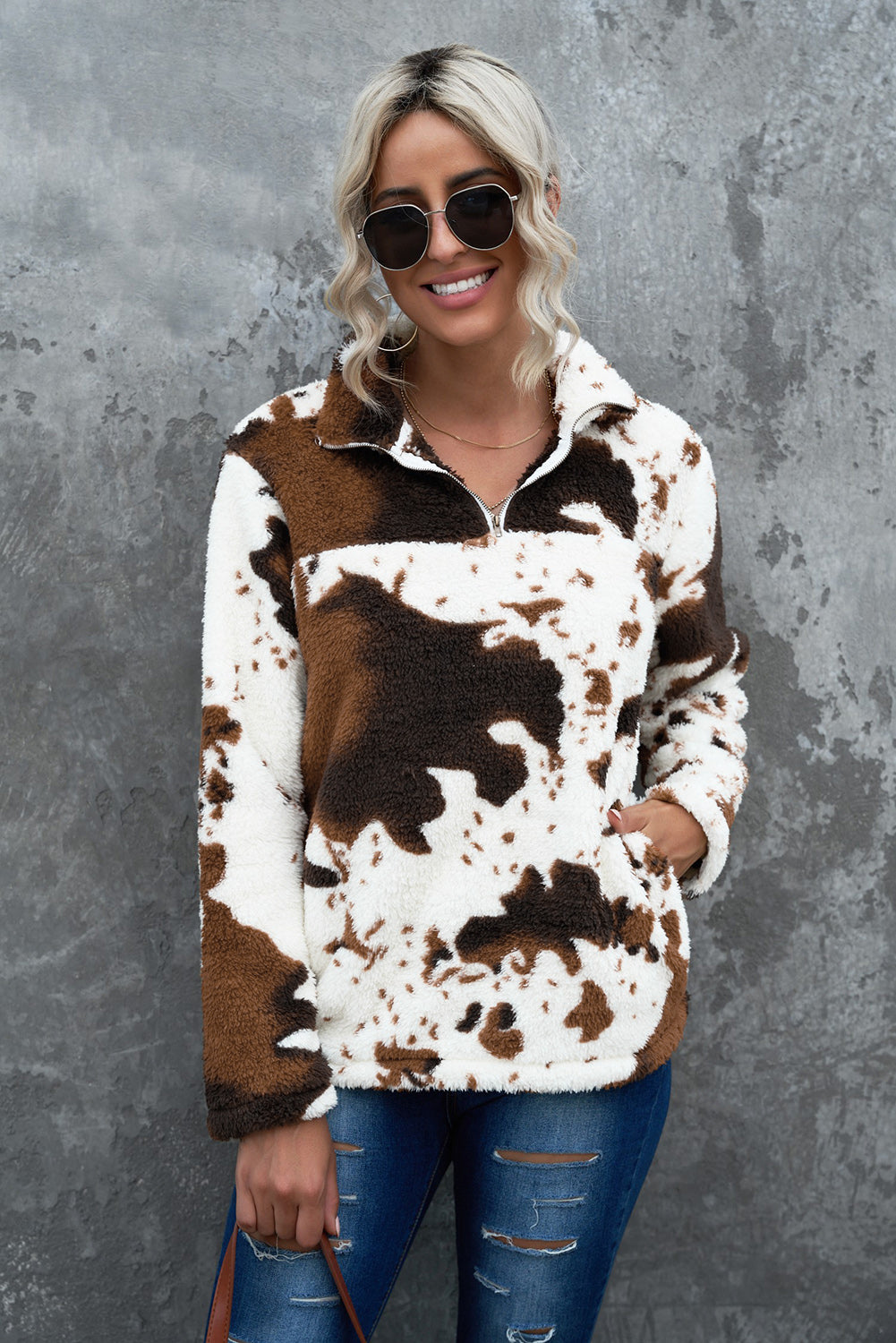 Quarter-Zip Long Sleeve Teddy Sweatshirt king-general-store-5710.myshopify.com