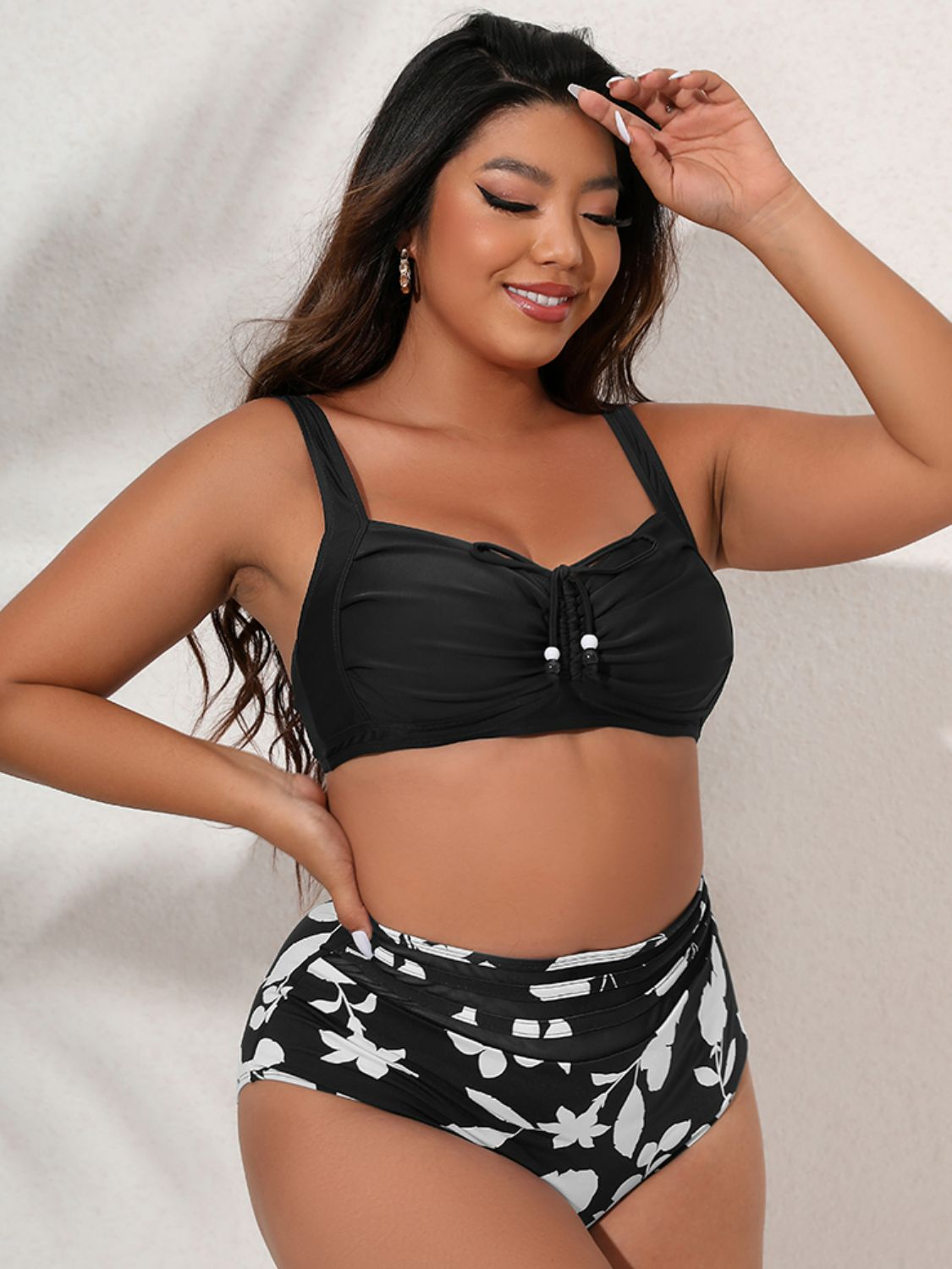 Plus Size Printed Gathered Detail Bikini Set king-general-store-5710.myshopify.com