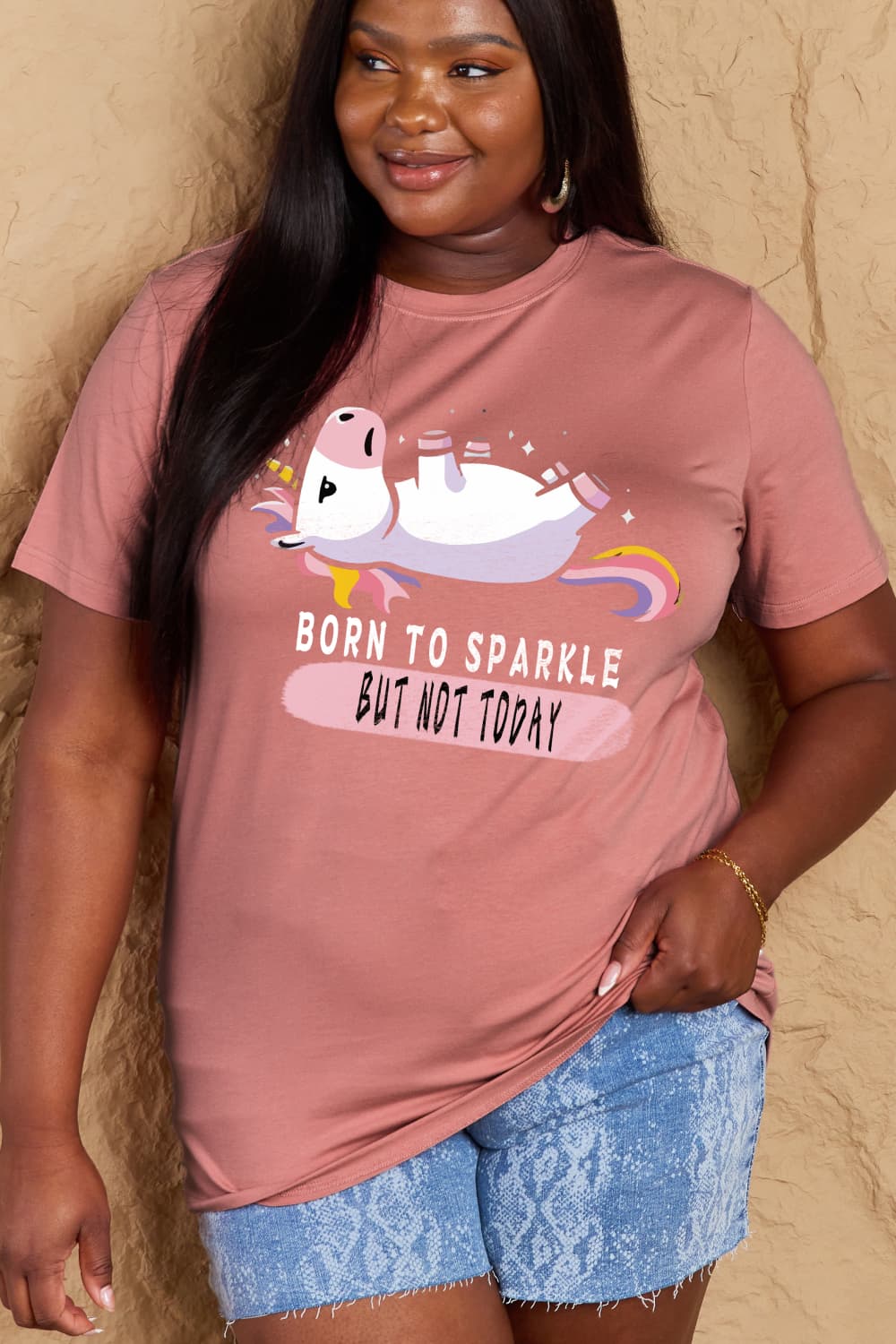 Simply Love Full Size BORN TO SPARKLE BUT NOT TODAY Graphic Cotton Tee king-general-store-5710.myshopify.com