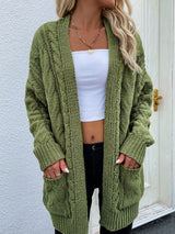 Cable-Knit Open Front Cardigan with Front Pockets king-general-store-5710.myshopify.com