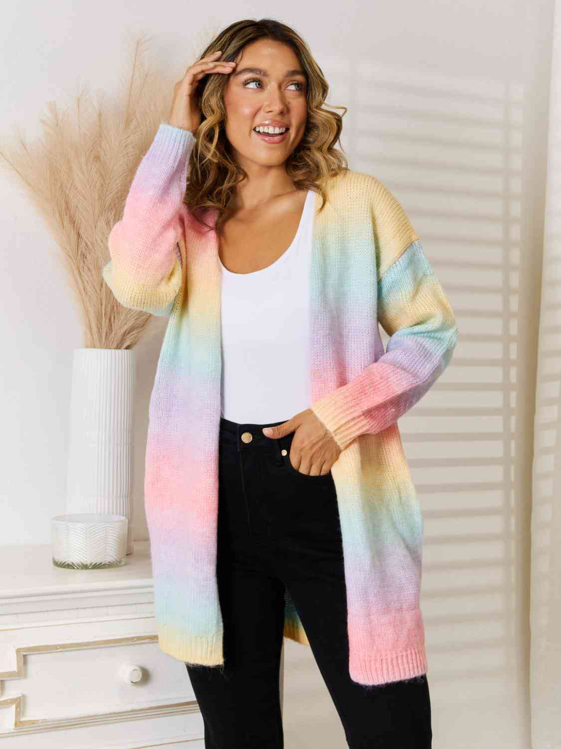 Full Size Gradient Open Front Cardigan king-general-store-5710.myshopify.com