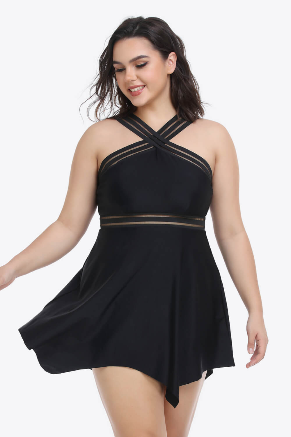 Plus Size Handkerchief-Hem Swim Dress and Bottoms Set king-general-store-5710.myshopify.com