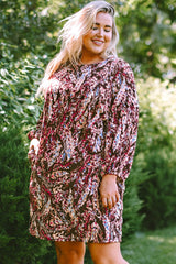 Plus Size Printed Round Neck Long Sleeve Mini Dress king-general-store-5710.myshopify.com