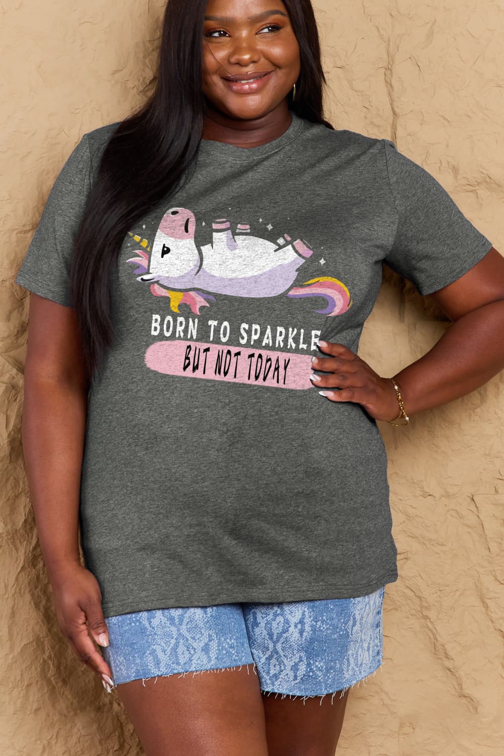 Simply Love Full Size BORN TO SPARKLE BUT NOT TODAY Graphic Cotton Tee king-general-store-5710.myshopify.com