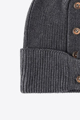 Button Detail Rib-Knit Cuff Beanie king-general-store-5710.myshopify.com