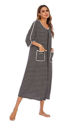 Round Neck Three-Quarter Sleeve Midi Night Dress king-general-store-5710.myshopify.com