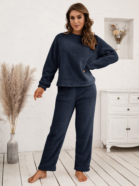 Teddy Long Sleeve Top and Pants Lounge Set king-general-store-5710.myshopify.com