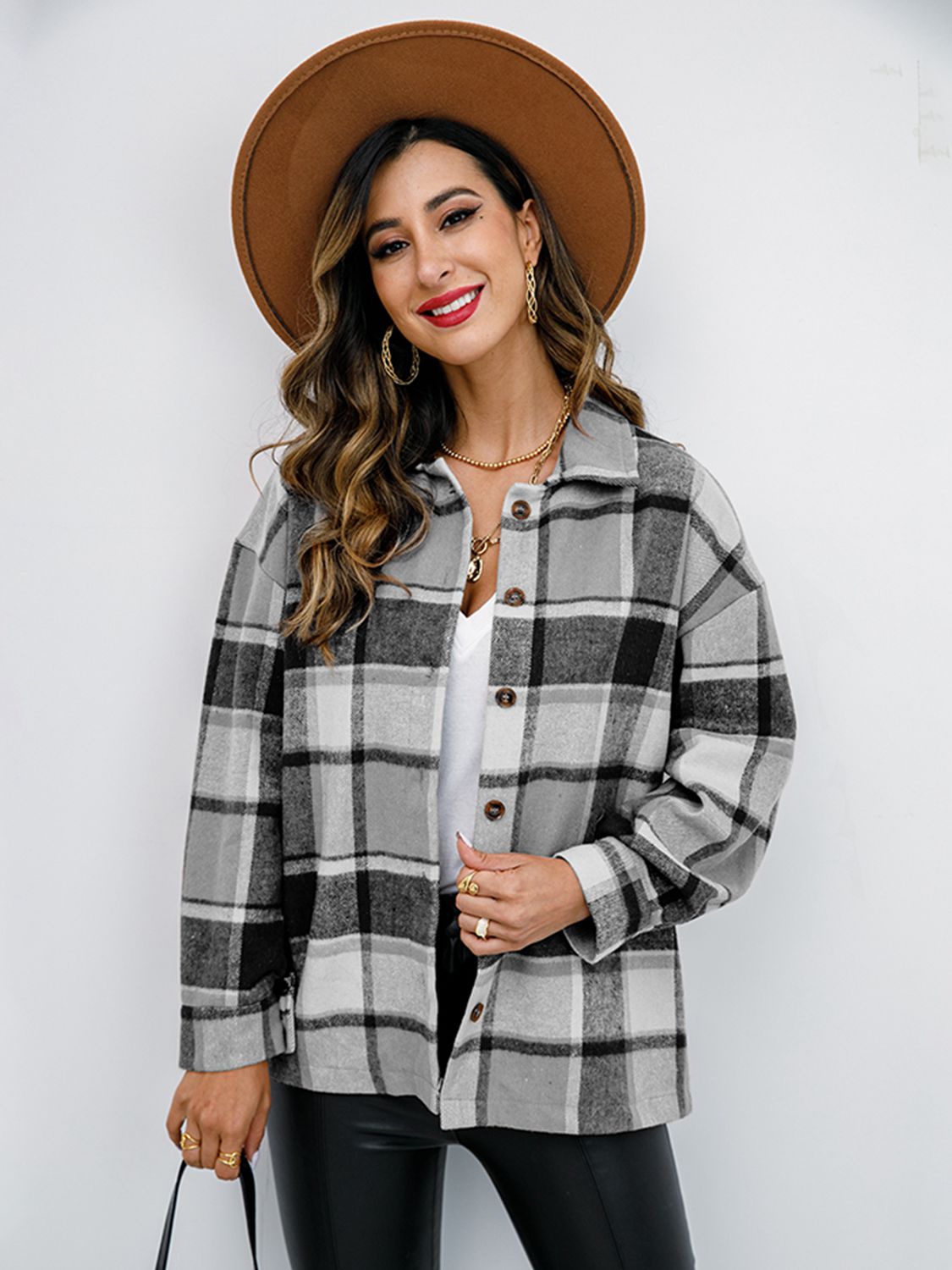 Plaid Button-Down Jacket king-general-store-5710.myshopify.com