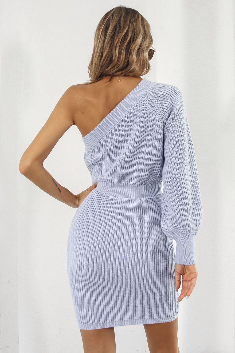 One Shoulder Raglan Sleeve Pencil Sweater Dress king-general-store-5710.myshopify.com