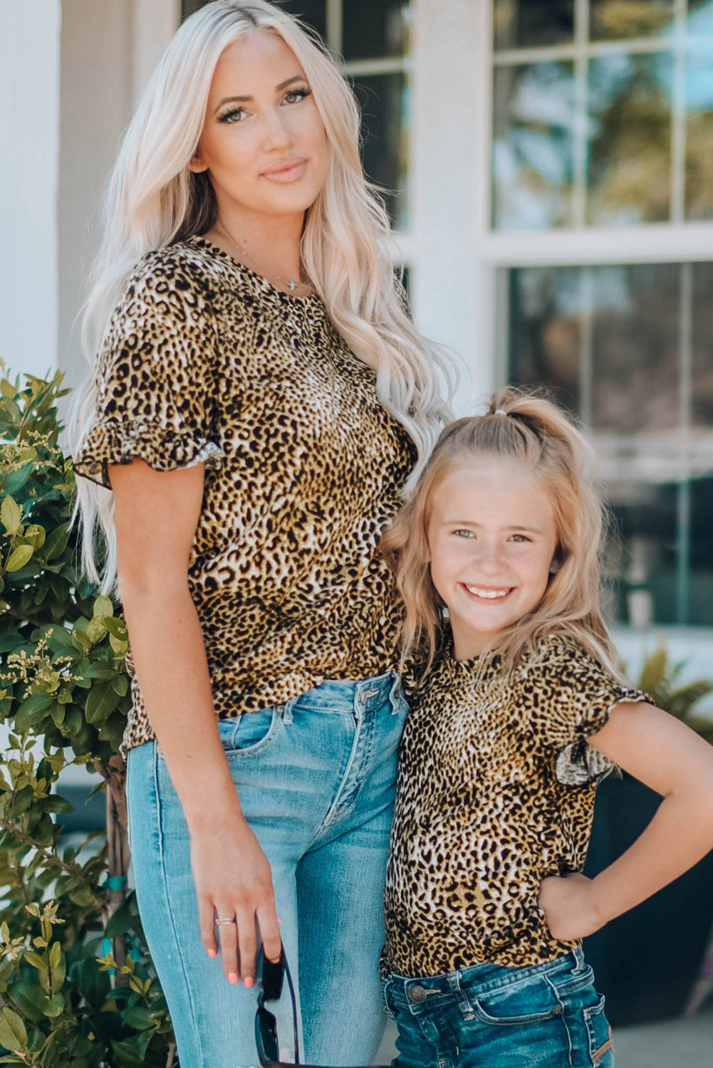 Women Leopard Short Flounce Sleeve Tee king-general-store-5710.myshopify.com