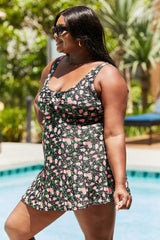 Marina West Swim Full Size Clear Waters Swim Dress in Black Roses king-general-store-5710.myshopify.com