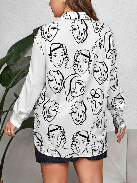 Plus Size Printed Longline Shirt king-general-store-5710.myshopify.com