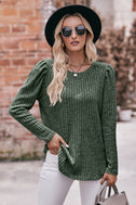 Round Neck Puff Sleeve Ribbed Top king-general-store-5710.myshopify.com